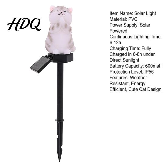 Waterproof Pathway Lighting Solar Cat Garden Light Outdoor Easy Installation Stakes LED Lamp for Patio Yard Lawn Decoration Lights