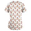 Women's Fashion V-neck Short Sleeve Workwear With Pockets Christmas Printed Tops