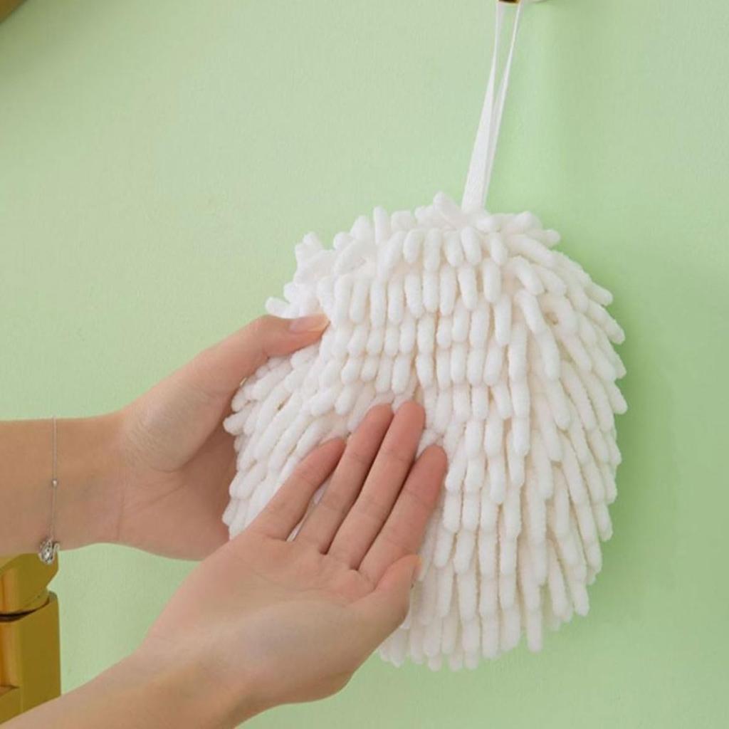 Chenille Hand Towels Set of 4 – Ultra-Absorbent Quick-Dry Hanging Towels for Kitchen & Bathroom, 6.8-Inch Fluffy Towels with Towel Hook Loop in 4