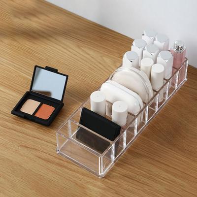 Transparent Makeup Display Stand 6/8-Slot Design Clear Cosmetics Storage Organizer Compartment Compact Storage