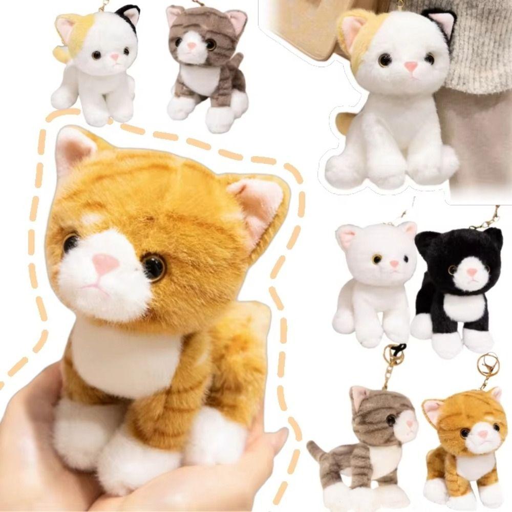 Soft Furry Kitten Plush Toy Stuffed Animal Stuffed Cat Keychain Simulated Cat Doll  Girls Gift
