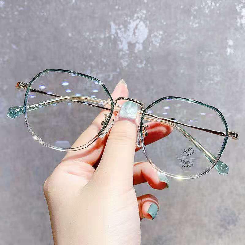 Gjennomsiktig metall Rund nærsynthet Brille Dame Anti-Blålys Øyebeskyttelse Databriller Dioptri -0 ,5 -1 ,0 -1 ,5 -2 ,0 Til -6 ,0