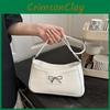 Color Simple Solid Bow Decoration Crocodile Texture Women Casual Bag Shoulder