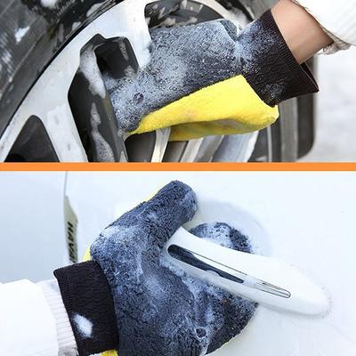 Car Washing Gloves Double-Sided Soft Coral Fleece Clean Glove Water Absorption Soft Care Dust Car Cleaning Tools Auto Accesorios