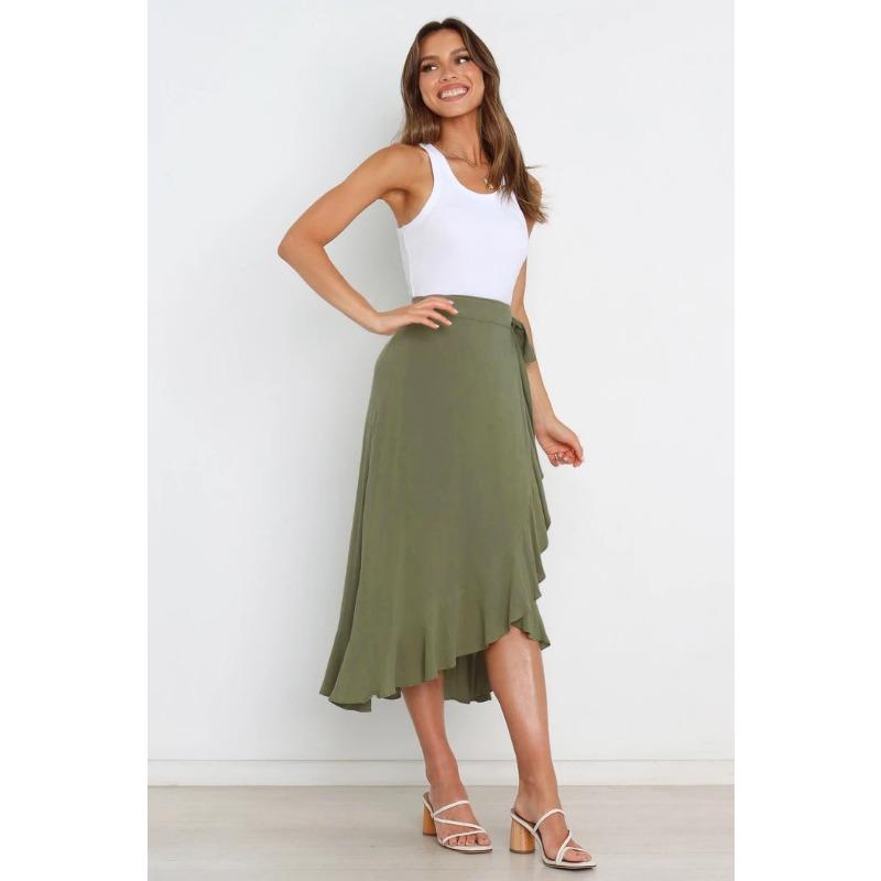 Summer fashion new all-match women's skirt, one-piece lace-up irregular ladies elegant skirt