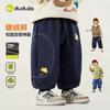 Warm Fleece-Lined Kids Denim Pants Boys Girls Winter Thick Cotton Trousers Soft Elastic Waist Casual Long