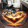 1pc Flaming Heart with Wings Round Carpet Anime Design Office Chair Mat, Non Slip Rug for Home Decor, Gift, Office, Living Room, Bedroom