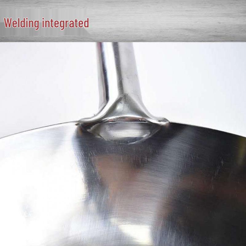 Stainless Steel Non-Stick Round-Bottom Wok for Home or Hotel Gas Stoves, Thickened Stir-Fry Pan Without Coating.