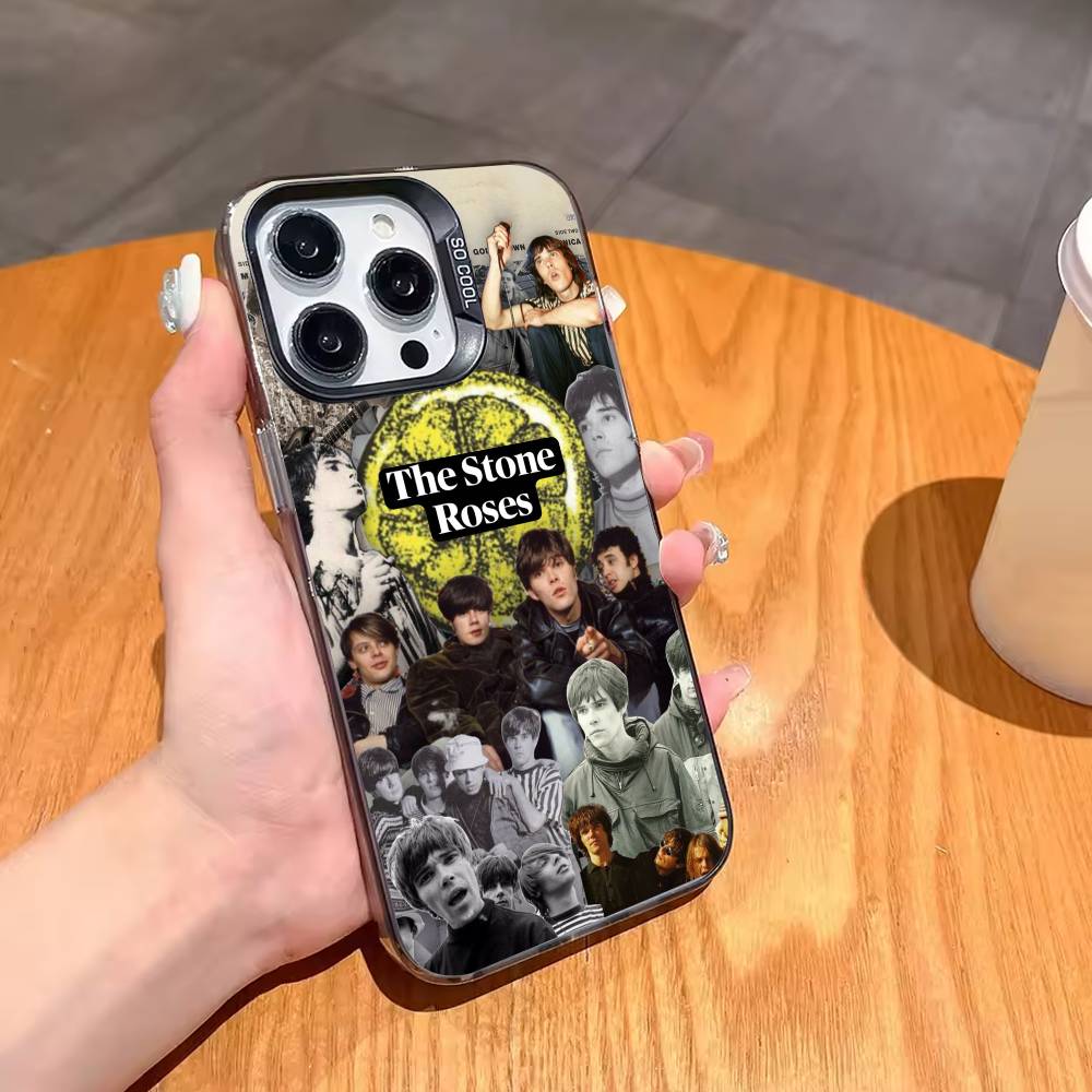 Band The S-Stone R-Roses Phone Case For iPhone17,16,15,14,13,12,11,Pro,MAX White Matte Shockproof Cover