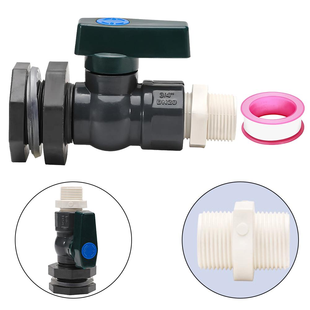 3/4 Inch Tap Bulkhead Screw Connection Valve PVC Rainwater Container Valve