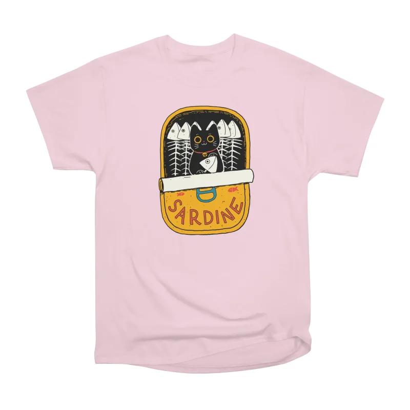 Men Casual Shirts Short Sleeves SARDINE AND CAT Pink Tees Oversized T-shirts S