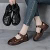 Genuine Leather Summer New Thick-soled Thick-heeled Sandals Retro Women's Shoes Soft-soled Breathable and Non-slip First-layer Cowhide Mother Shoes