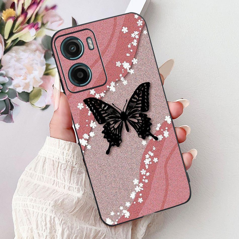 For Motorola Moto G05 G15 E15 2024 Floral Butterfly Phone Case For MOTO G05 G15 E15 4G Black Silicone Soft Lightweight Case