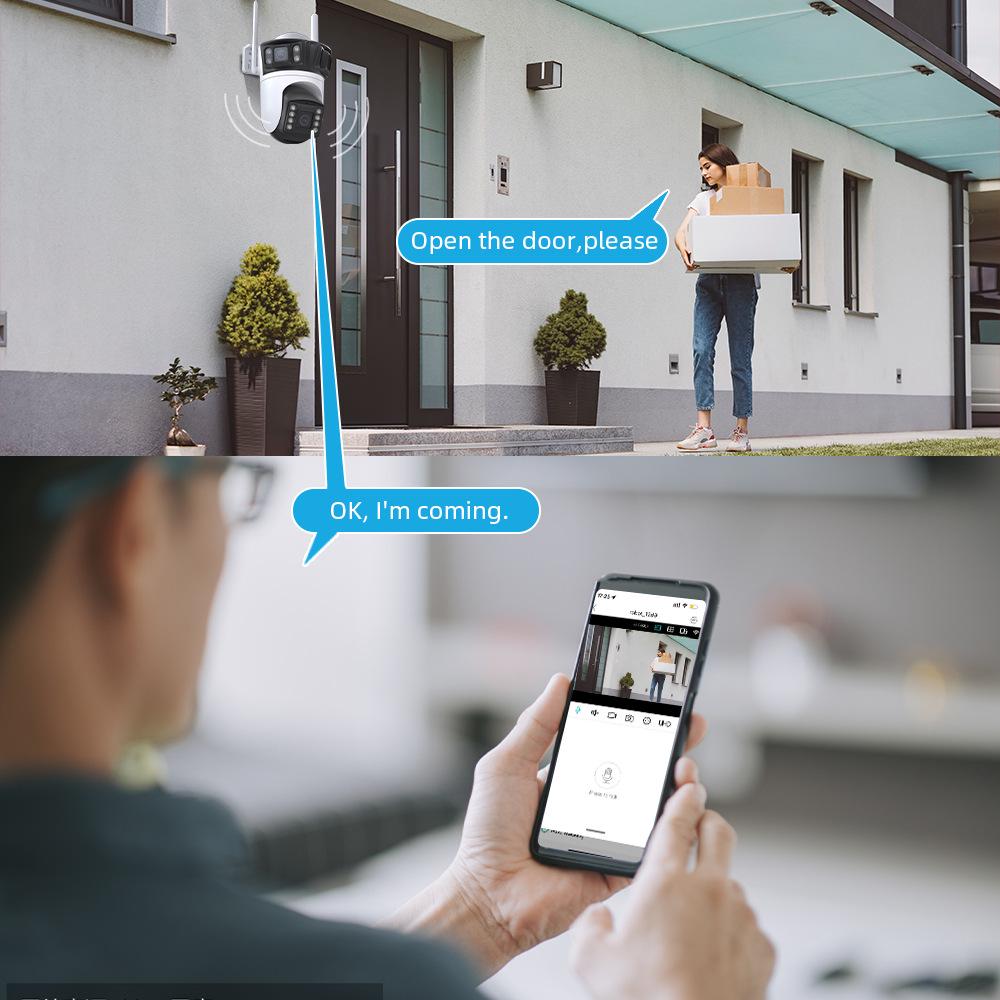 Icsee Wireless WiFi Surveillance Camera: HD, Full-Color Night Vision, Three-Screen, Remote Mobile Monitoring, Outdoor Use.