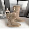 Modische, personalisierte Damen-Schneestiefel mit Knöpfen aus echtem Schaffell und Wolle, modisch und warm, gefüttert mit echtem Leder und Fell