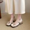 Women's  Summer Square Toe Med Heel Classics Buckle Strap High Heels Fashion Butterfly-knot with Dress Pumps Women