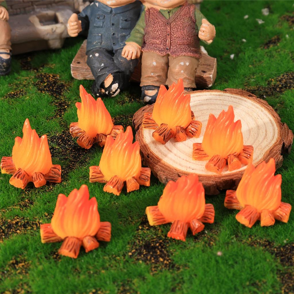 10PCS Mini Campfire Models Fake Fire Resin Flame Artificial Micro Miniatures Fireplace Dollhouse Micro Landscaping Ornaments