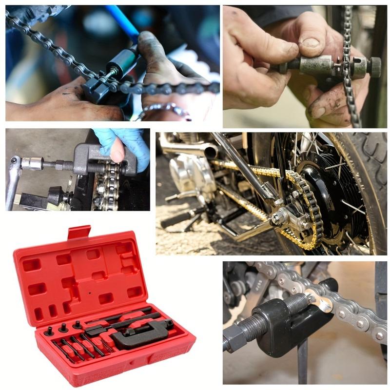 Motorcycle Bike Chain Breaker Splitter Riveting Tool Repair Tools Set, Launches Chain Pin Press Handle Motorbike Chain Rivete