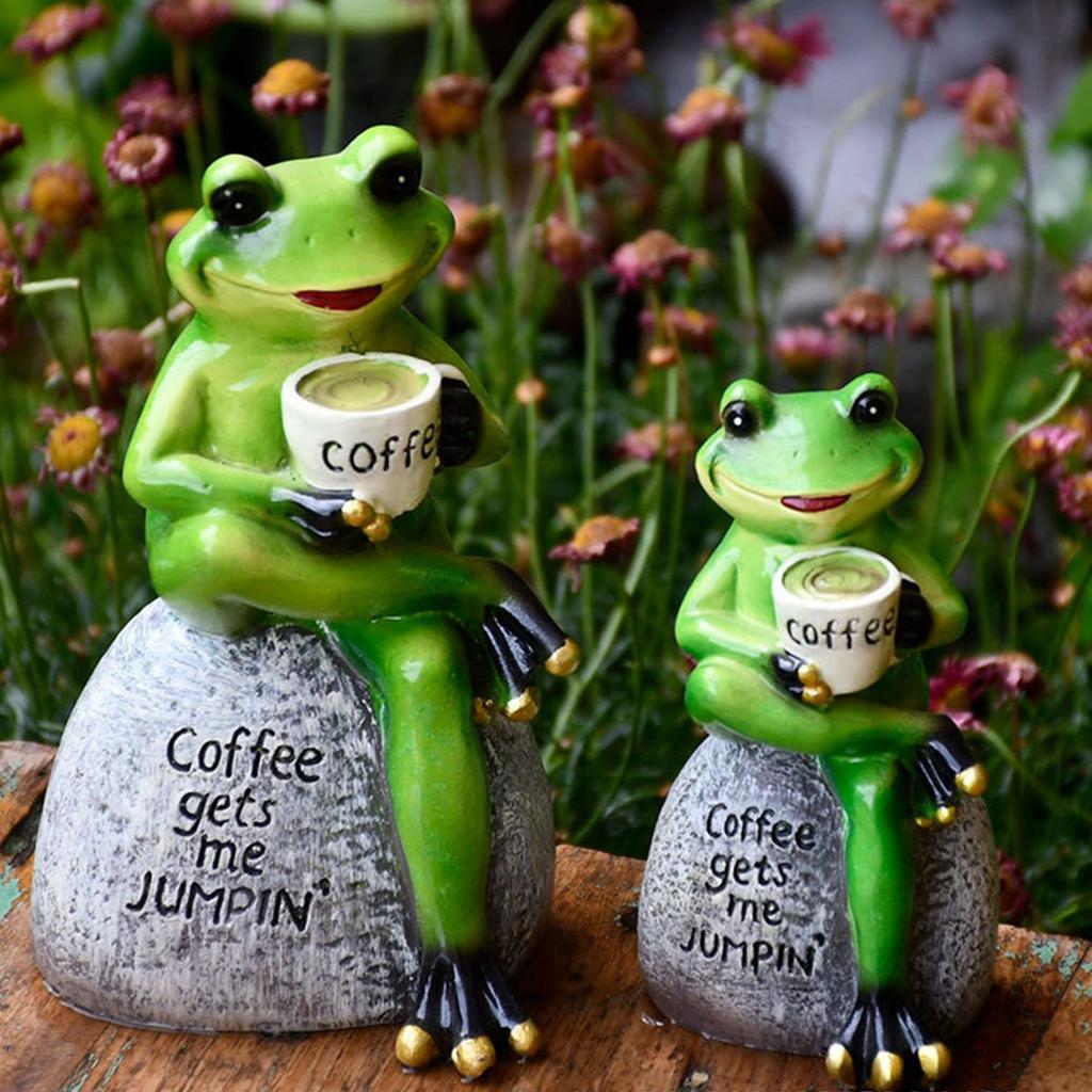 1 Piece Resin Patio Lawn Decoration Desktop Balcony Home Decoration Cartoon Animal Small Frog Statue Garden