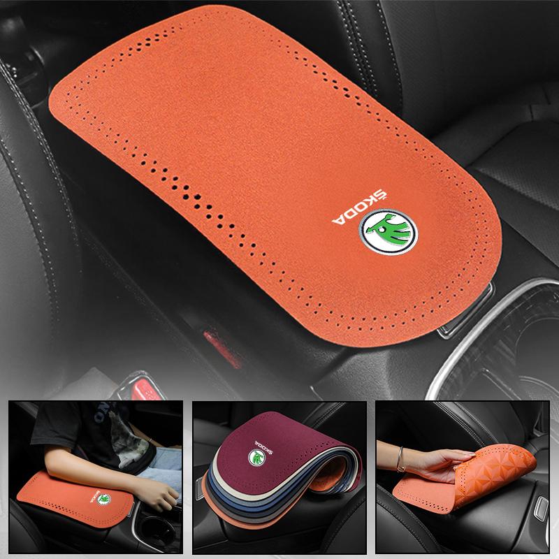 Car Interior Accessories Armrest Cushion Car Armrest Soft Pad Fur Mat For Skoda octavia fabia rapid yeti superb octavia A5 A7 fsjn24
