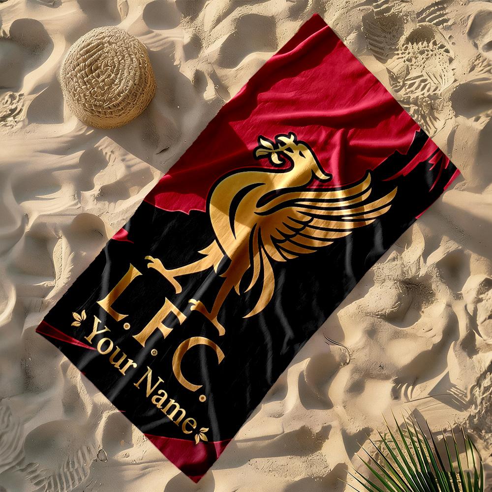 Liverpool FC Logo Personalisierter Name Strandtuch Superweiches Mikrofaser Schnelltrocknendes Gewebe