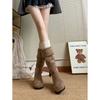 Vintage Pile Boots Western Cowboy Boots Summer 2025 New Tall Boots Women's Boots Small Khaki Boots