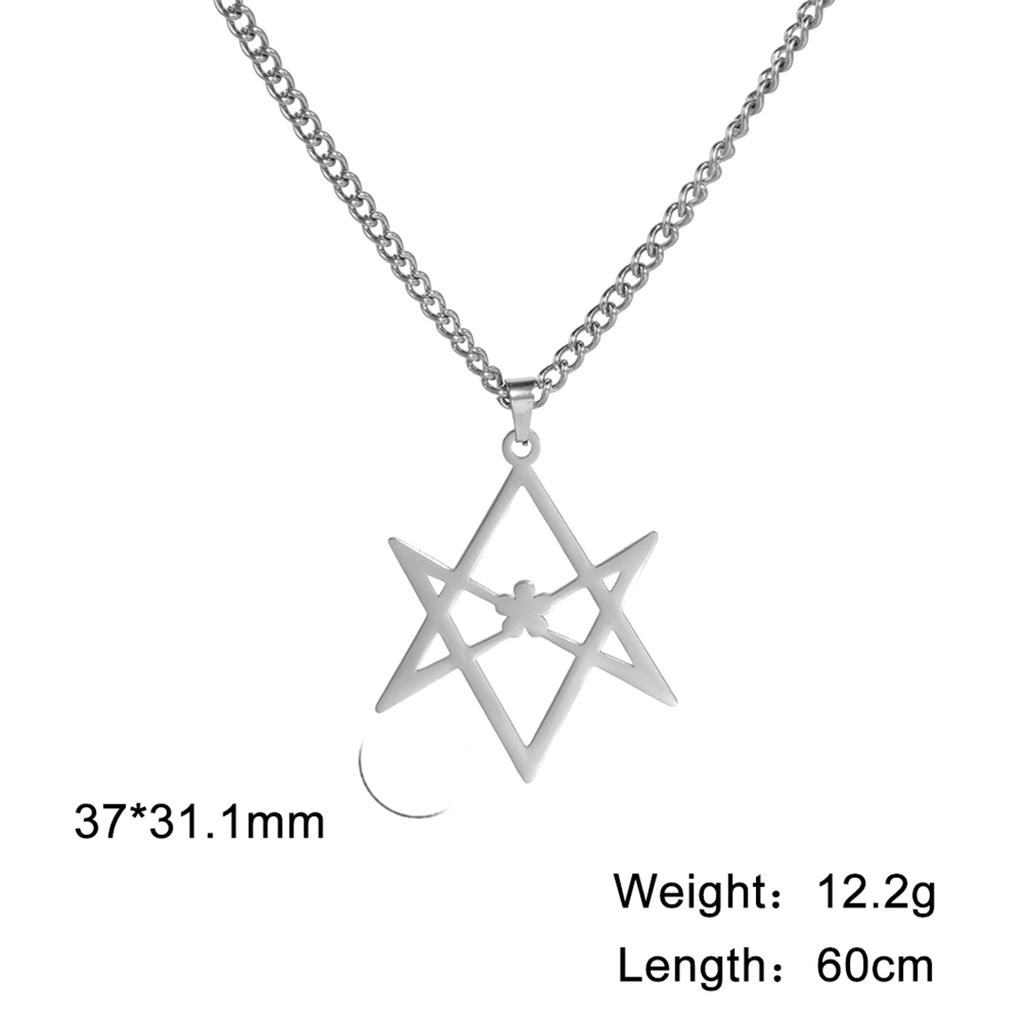  Thelema Hexagram Necklace Stainless Steel Classic Sacred Religious Symbol Pendant Chain Amulet Spiritual Jewelry Gift
