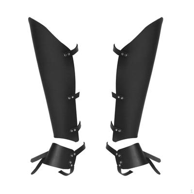 Modische Mittelalter-Beinschienen Stiefel Schuhe Abdeckung, PU-Leder Wiederverwendbar Bequem für Halloween Cosplay