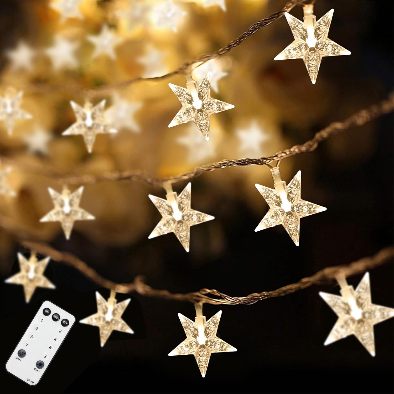 Star String Lights, 59 Ft 100 LED Fairy Lights Plug in with Remote Timer Connectable Twinkle Lights for Bedroom Wedding Classroom Indoor Outdoor
