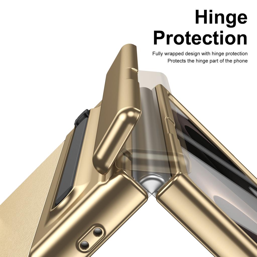 PC + PU Texture Leather Case Built-in High-aluminum Tempered Screen Protector with Touch Pen for Samsung Z Fold 4 5 6 7 8 Ultra