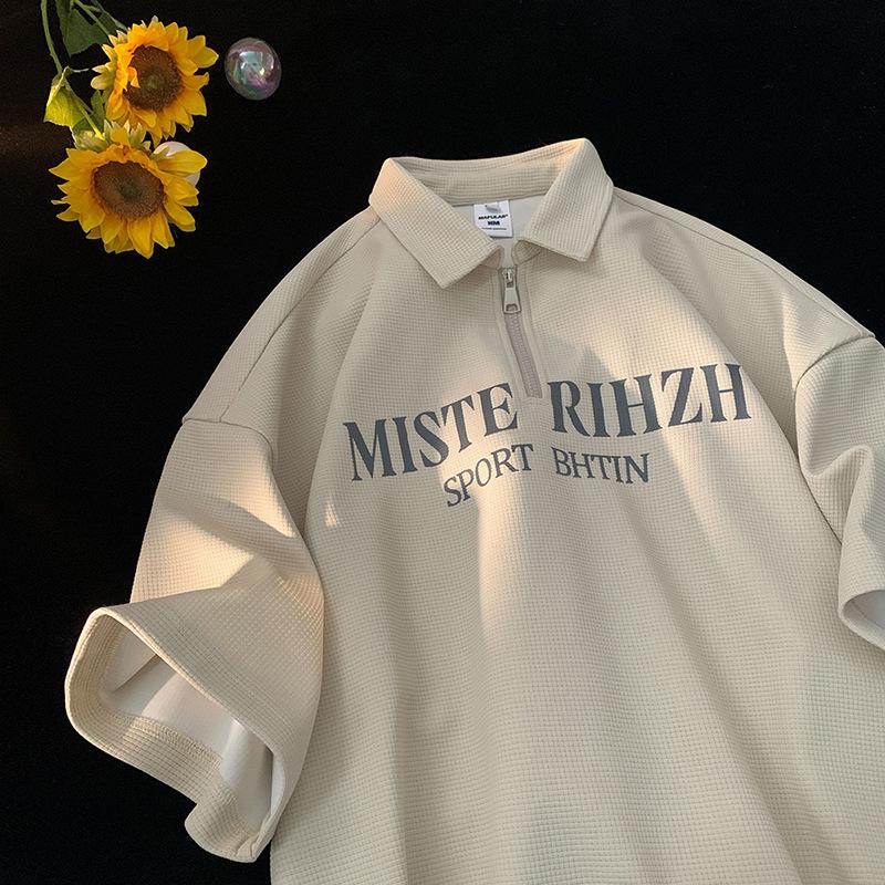 Waffle Plain Cool Moisture Wicking Soft Quality Breathable Men's Loose Fit Polo Shirt--Wrinkle Resistant Casual Athletic Short Sleeve Neck T-Shirt