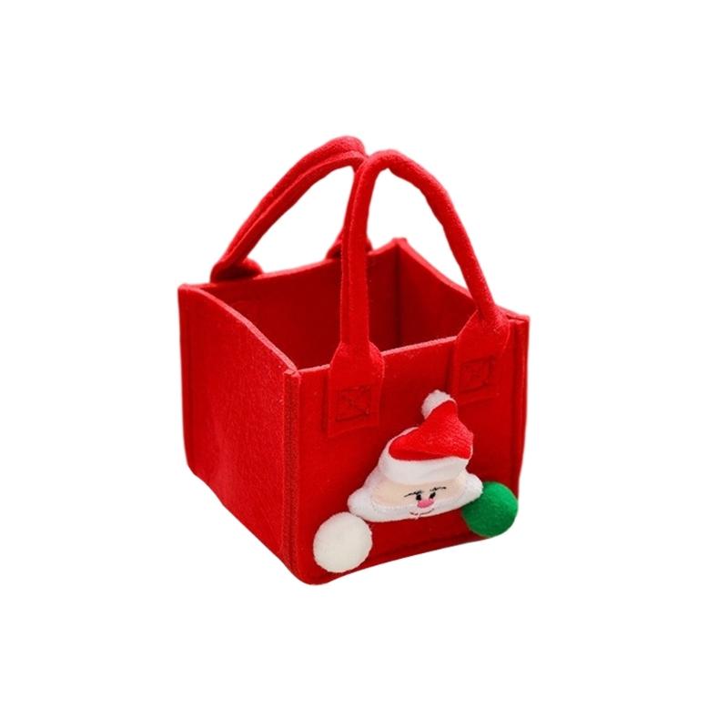 Felt Christmas Storage Bag Portable Handheld Design Organizer For Holiday Apples Gifts And Home Decoration