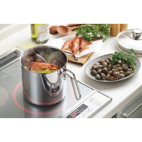 Yoshikawa SJ3355 Deep Saucepan, 16cm, 3.2L, 3200ml, Stainless Steel with Glass Lid, Induction and Direct Heat Compatible, Simple Design