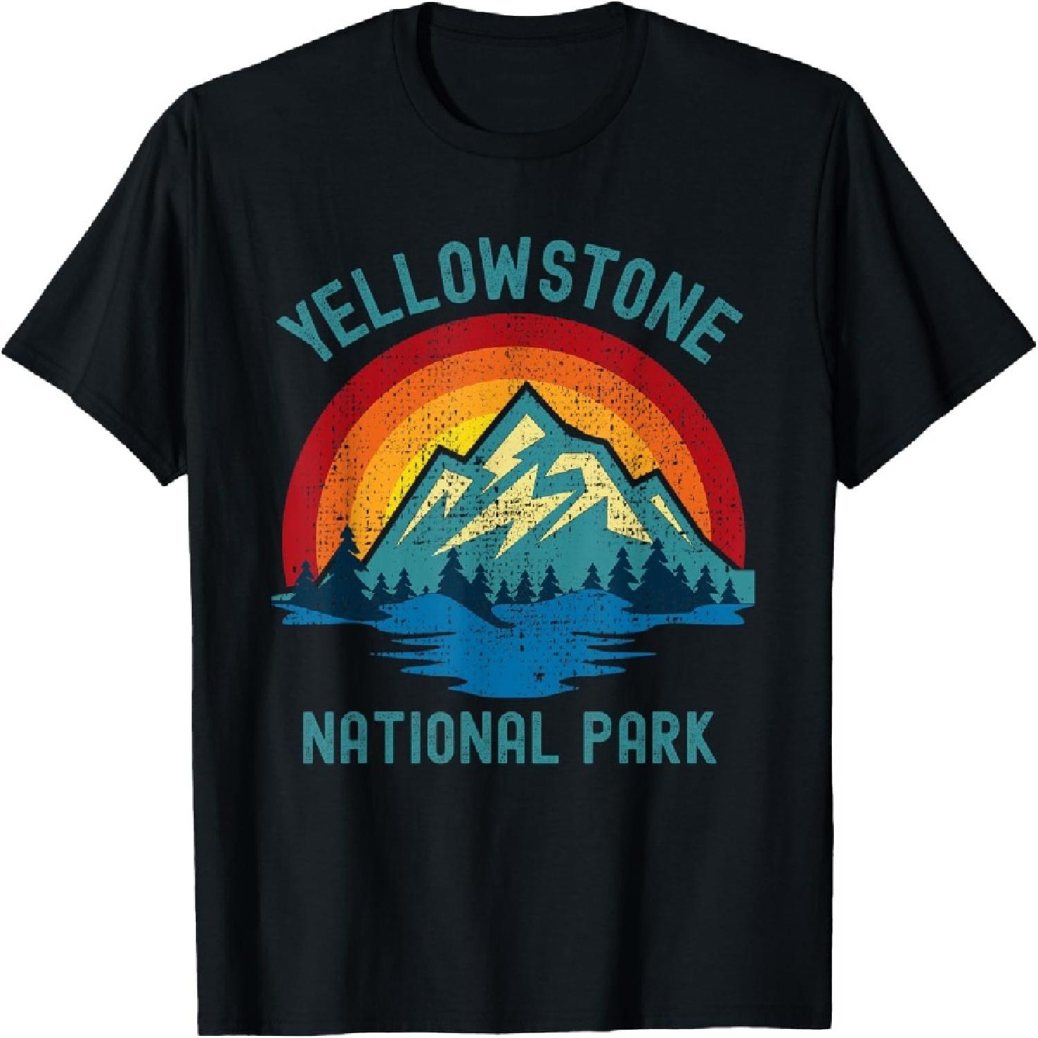 

Yellowstone National Park Vintage Sunset Retro Hiking Camp T-Shirt XXXXXL