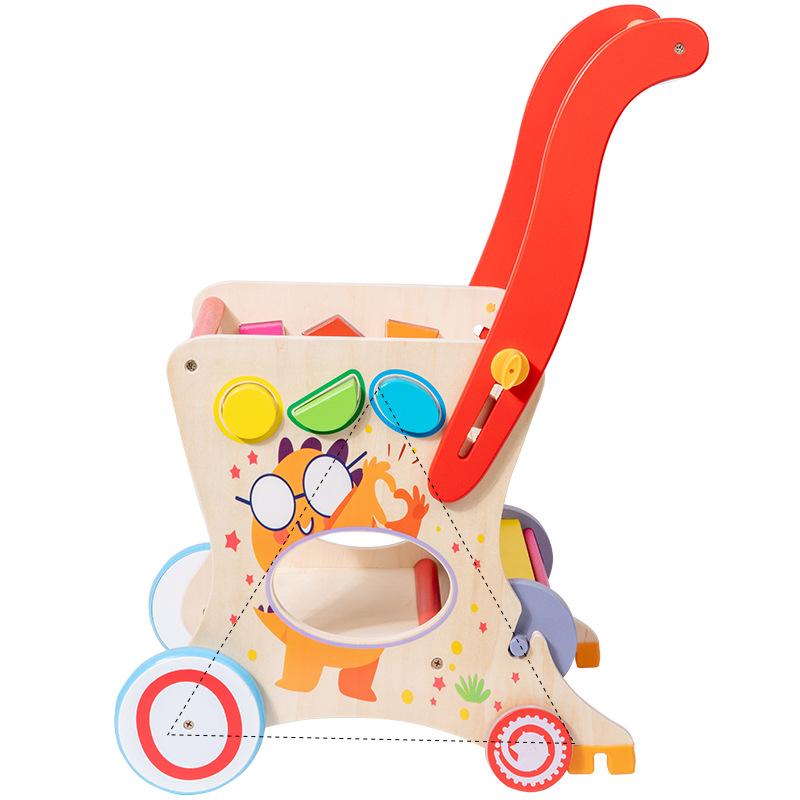 Children'S Wooden Multifunctional Cart Walker Toys Boys And Girls Early Education Educational Shopping Cart Toys