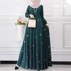 2025 Muslim Women's Polka Dot Print Long Sleeve Swing Dress