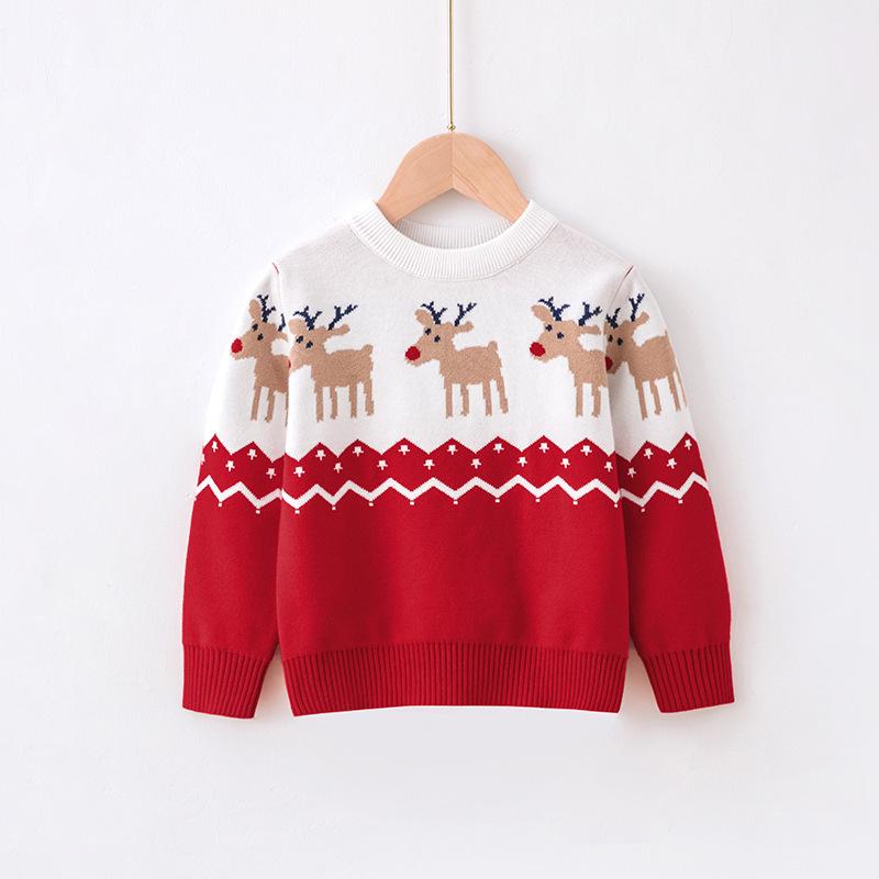 Herbst- und Winter-Weihnachts-Elchpullover für die Familie: Strickpullover für Eltern und Kinder