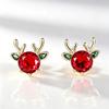 Cute Antler Shaped Women Stud Earrings Inlaid Shining CZ Christmas Elegant Accessories Festival Party Jewelry for Lady