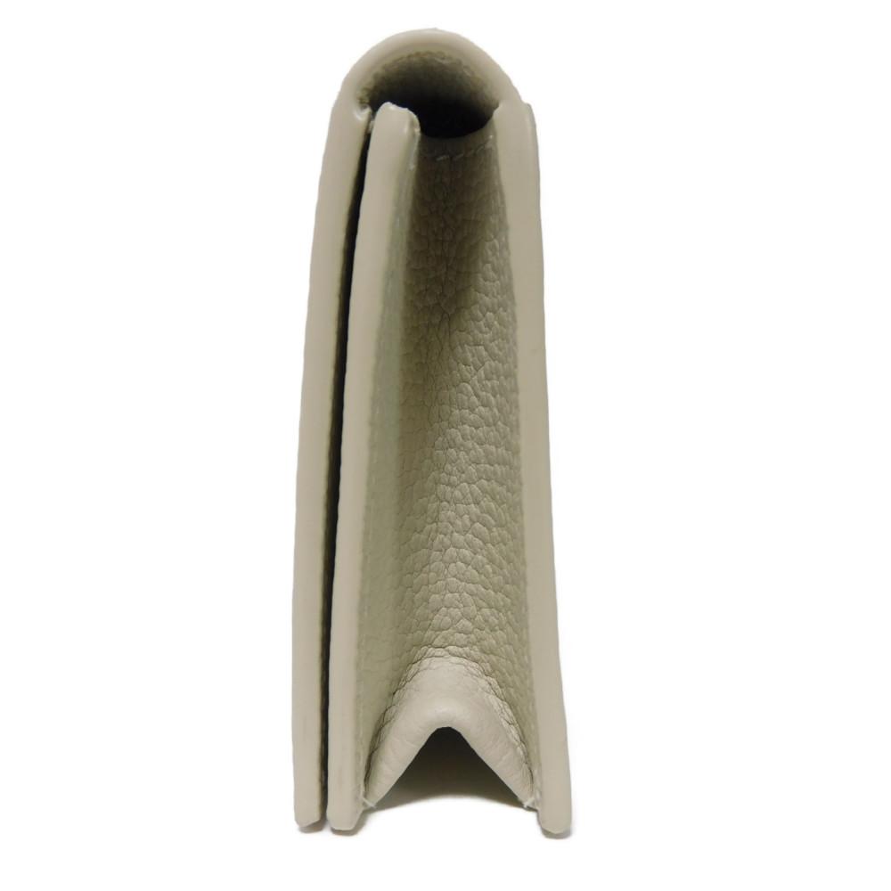 Used 9921 Business Card Holder 468994 7946 Grain Powder Textured Leather Bifold Logo Ivory Unisex from Japan AUTHENTIC