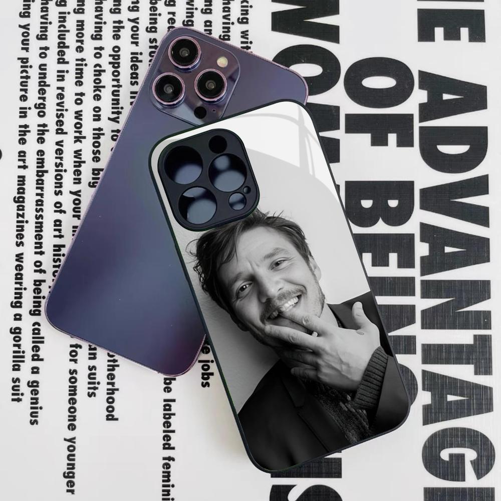 Pedro Pascal Collage Pics Phone Case for Iphone 17 16 15 14 12 11 13 Pro Max Mini X Air Puls Black Glass Cover
