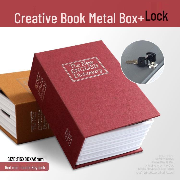 Lockable Metal Book Safe & Coin Bank with Combination Key