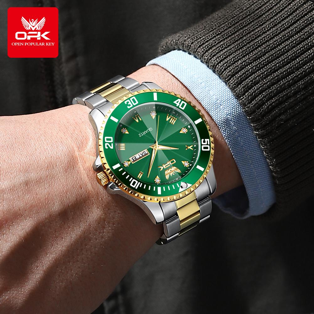 OPK 8171 Man Quartz Watch Original Luminous Waterproof 42mm Dial Week Calendar Fashion Business Men Watches