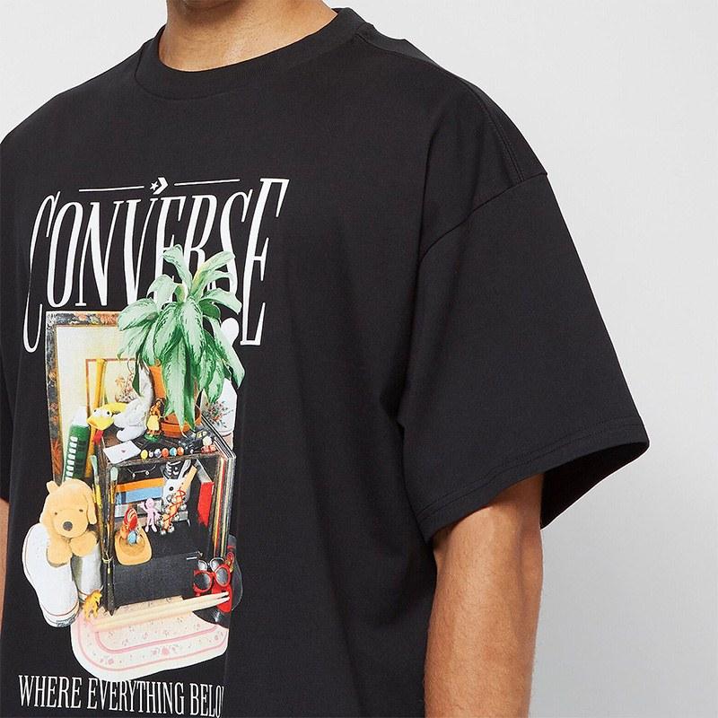 Converse T Shirts Unisex Black Crew Neck Moderate 10023785-A04