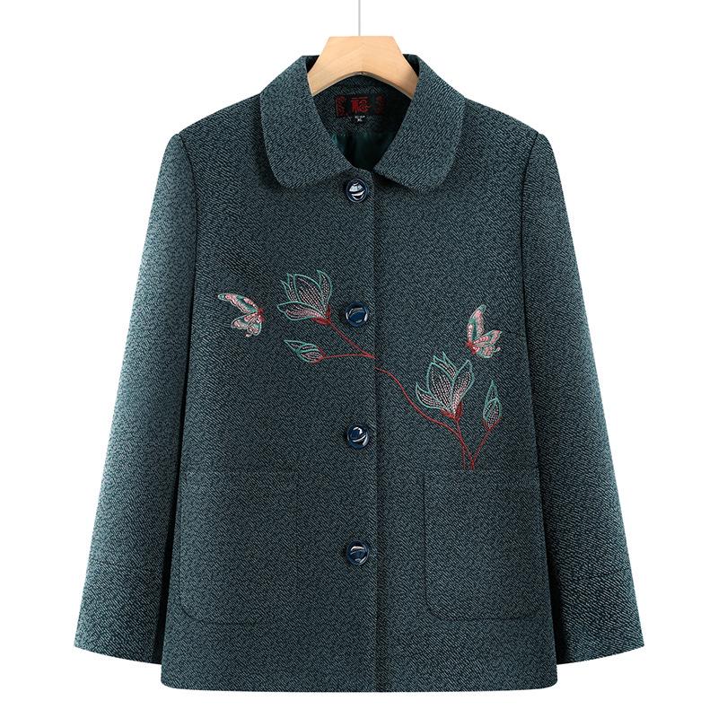 

Elderly Women’s Spring/Autumn Lapel Cardigan: Stylish Outerwear for Seniors 5XL (Up to 160 Jin)