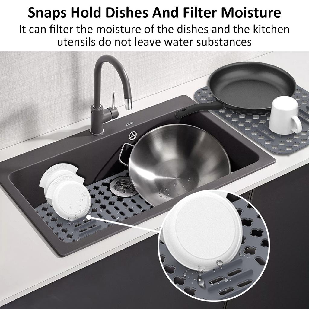 Silicone Sink Protector Heat-Resistant Anti-Slip Sink Liner Mat Portable Reusable Protector Mat for Kitchen Rectangle Sink