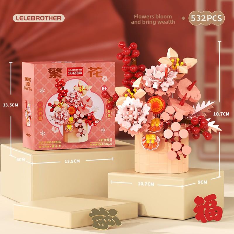 

Year Lunar New Flower Basket Building Block Set For Gift Giving Festive Decor StyleC