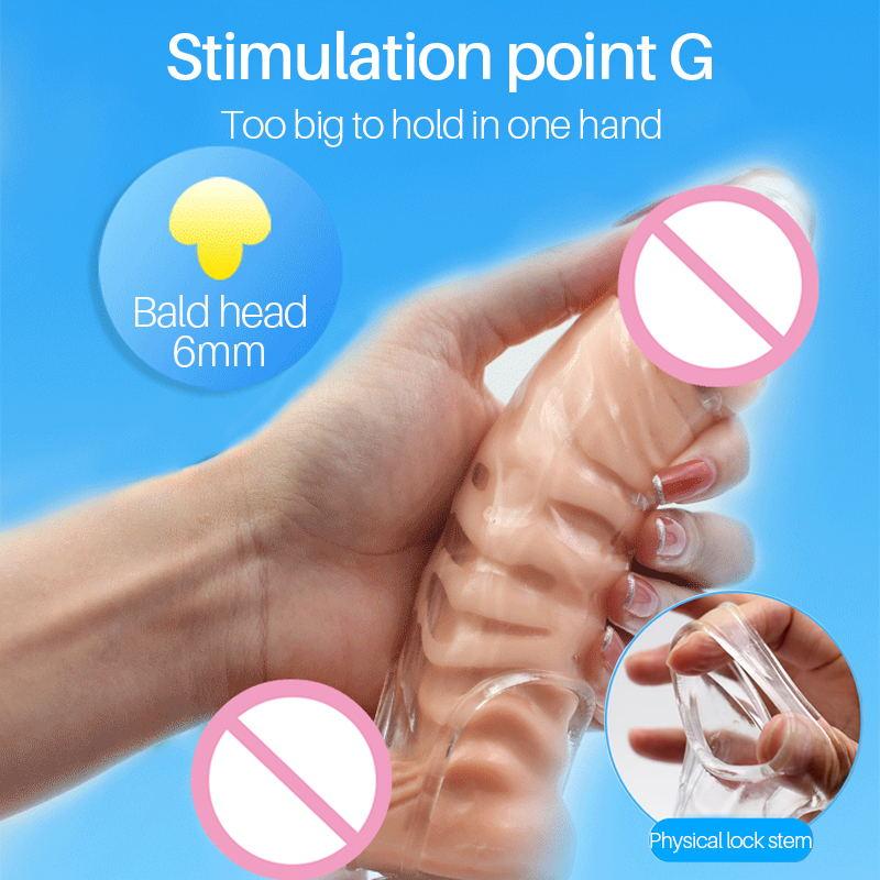 Reusable Condoms Crystal Cover Extend Condoms Delay Ejaculation Enhancer Penile Restraint Sex Toys