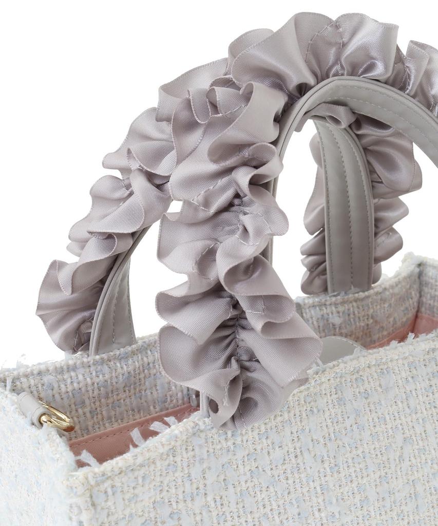 Maison de FLEUR Tweed Frill Handle Shoulder Bag, Blue Tote Bag, 08000045900