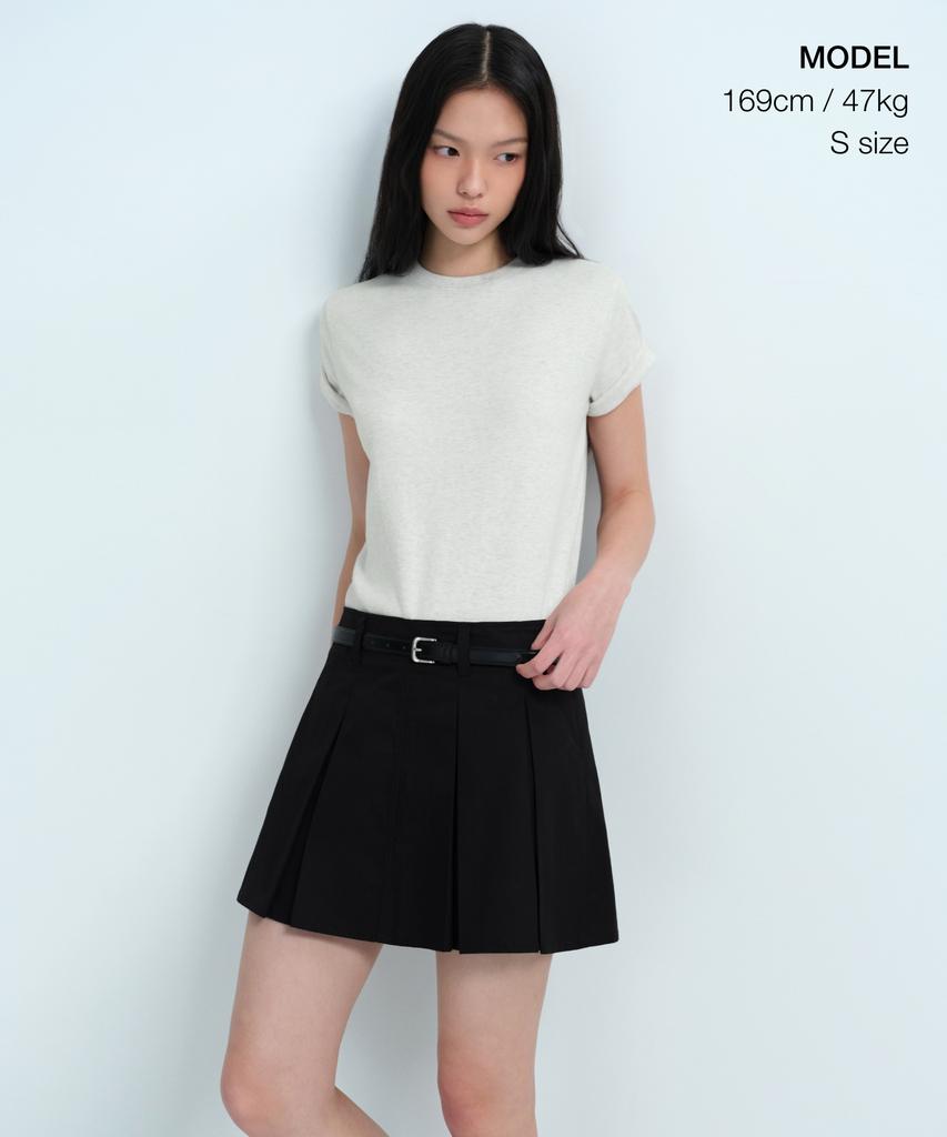 MUSINSA STANDARD WOMAN Women'S Cotton Pleated Mini Skirt [Black]