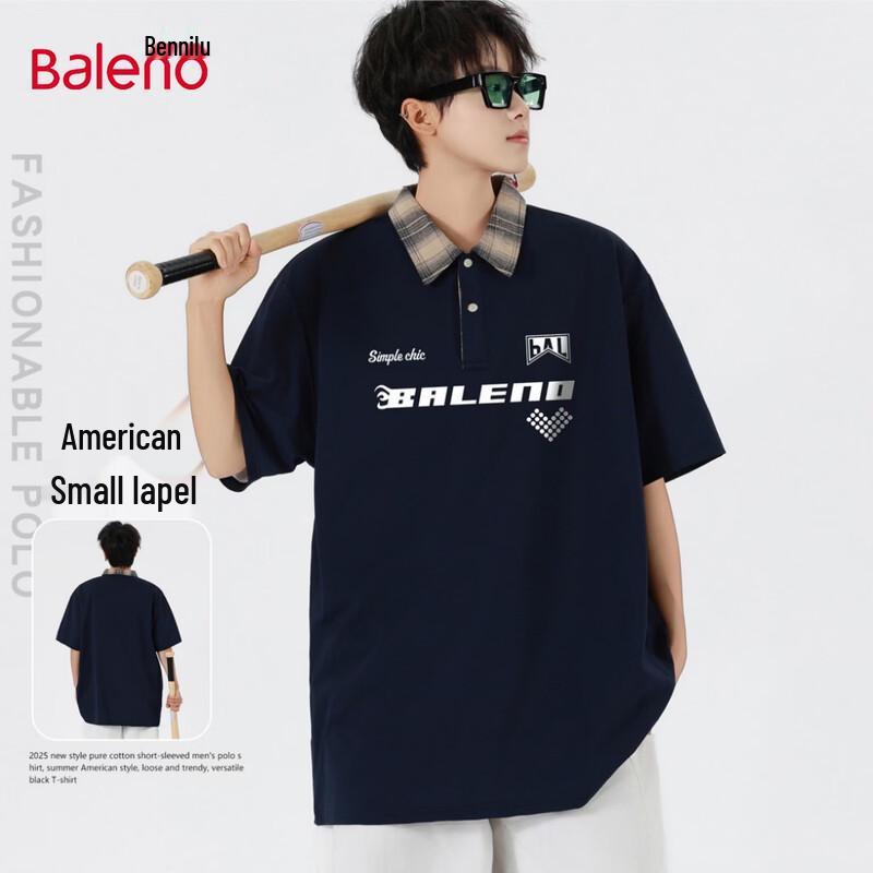 Baleno Men's Plaid Retro Polo T-Shirt